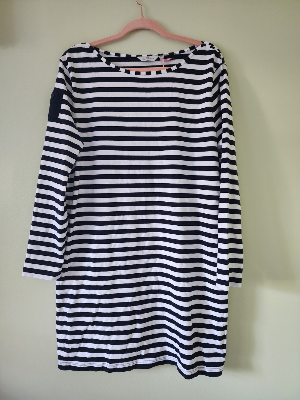 NWT Vineyard Vines Navy and White Long-Sleeve Striped Dress